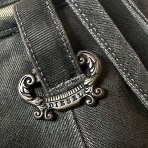 Tied grey denim midi skirt